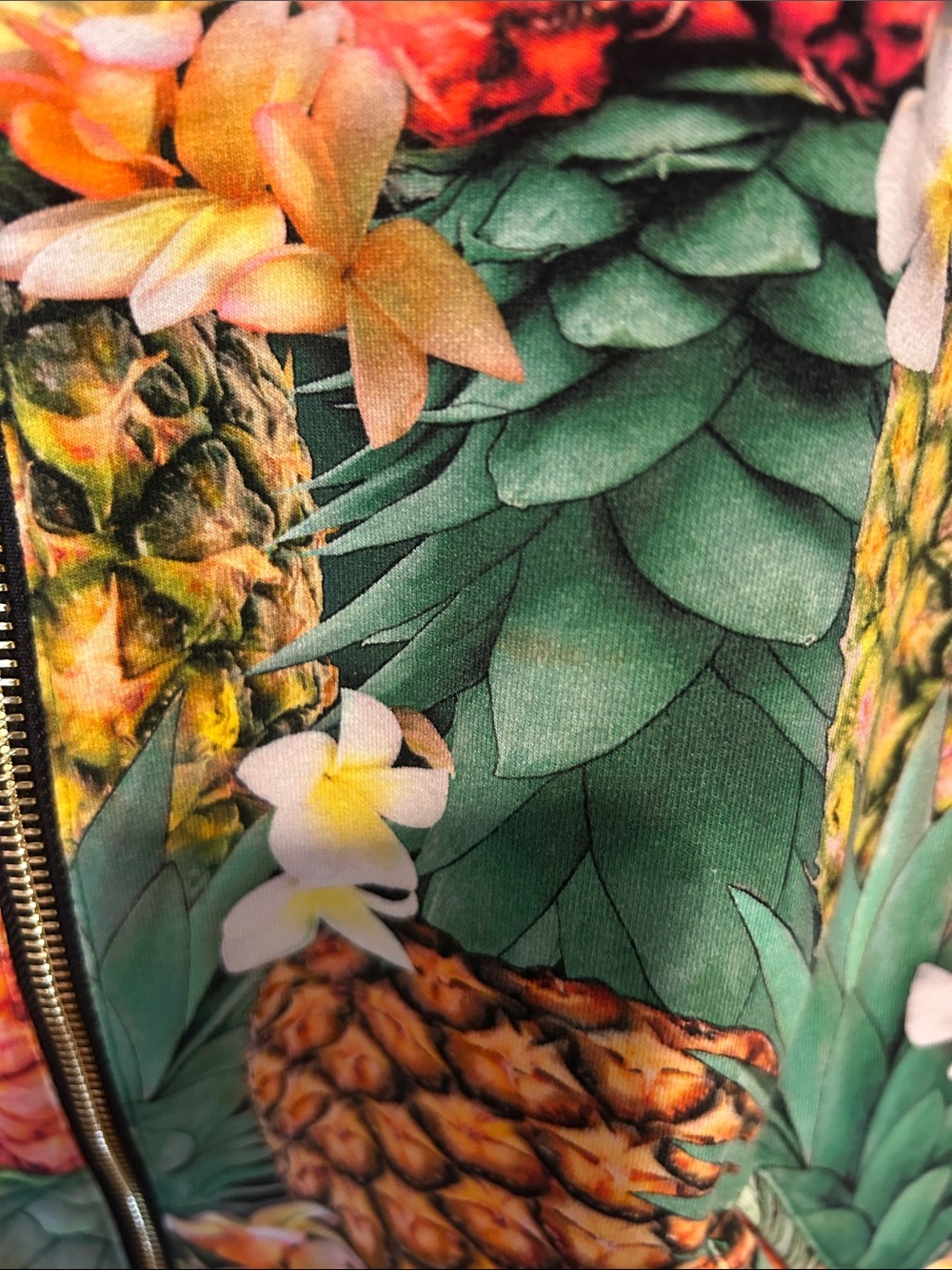 Boston Proper Bomber Jacket with Tropical Pineapple Print - Picture 3 of 9